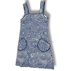 Julie Brown NYC Mod Polka Dot Linen Blend Mini Dress | 2 | Pockets Retro Navy